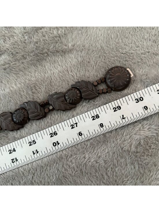 Vintage Belt Czechoslovakia Jsser Singer & Son Brown Leaf Motif XS/S Art Deco main image 6